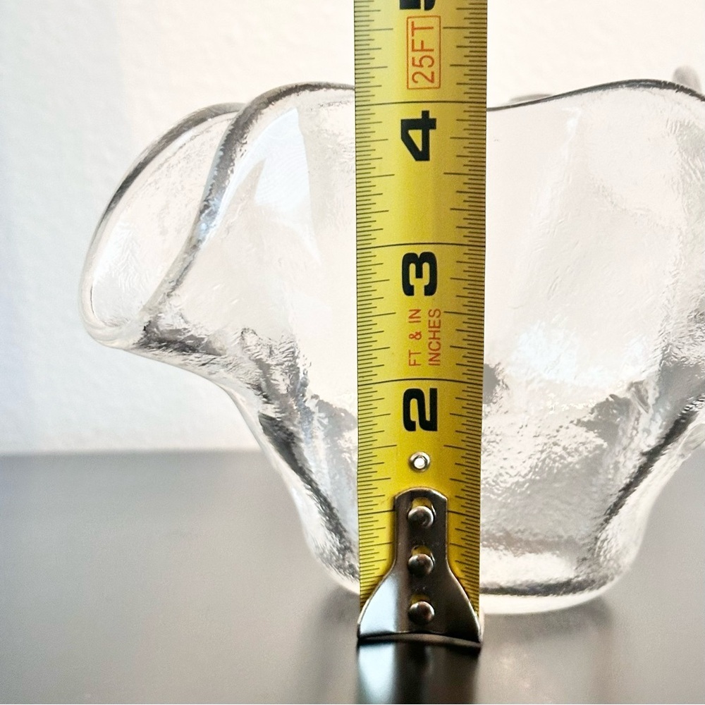 IVV Italian Handblown Art Ice Glacier Glass Hankerchief Bowl Small Ruffle Rare - Picture 15 of 16